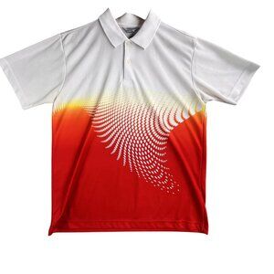 Vintage Tworoy Polo Shirt Men's Large White Red Gradient Korean Golf Colorblock
